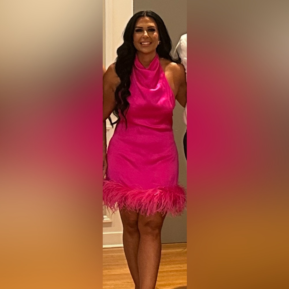 Amanda Uprichard Pink Feather Mini Dress - Picture 9 of 9